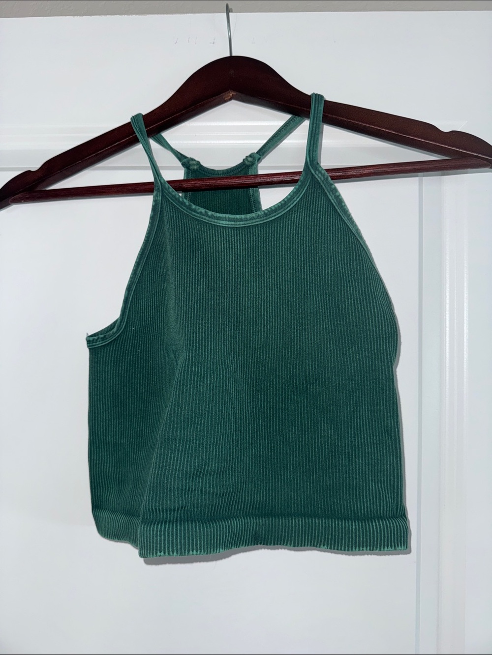 Free People Ribbed Halter Crop Top - Teal Green